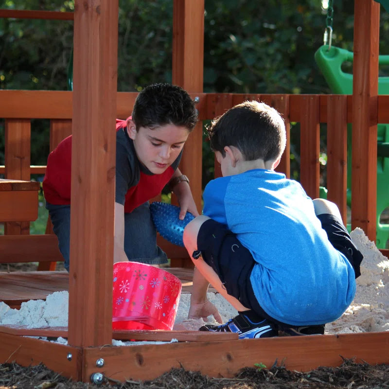 Skyfort II Cedar Wood Swing Set with Wave Slide, Clubhouse, Crow'S Nest, and Monkey Bars