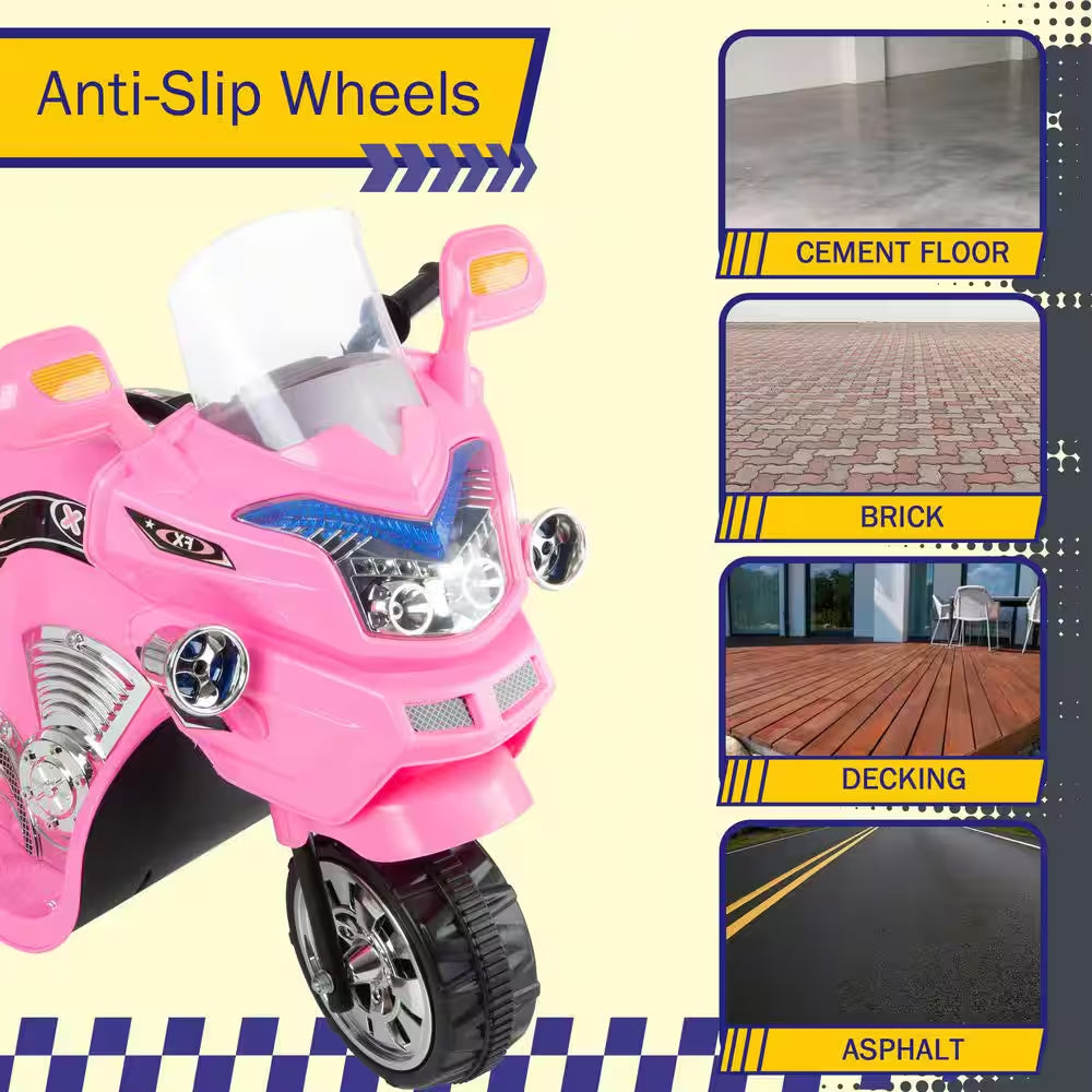 3-Wheel Battery Powered Motorcycle Ride on Toy in Pink