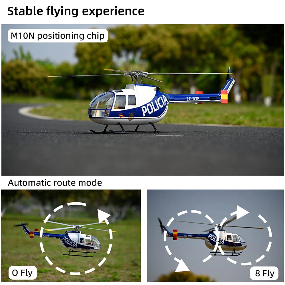 FLYWING BO105 RC Helicopter ACE Flight Controller 470 Class 6CH Scale Helicopter BO105 Plane 4 Blades Rotor Head One-Key Return
