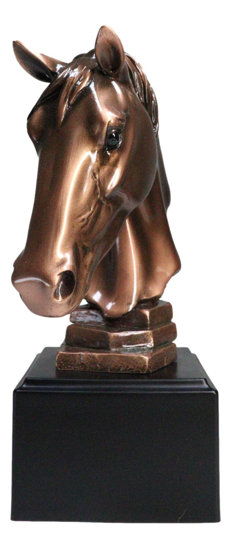 Western Wildlife Handsome Horse Stallion Head Bust Figurine with Trophy Base