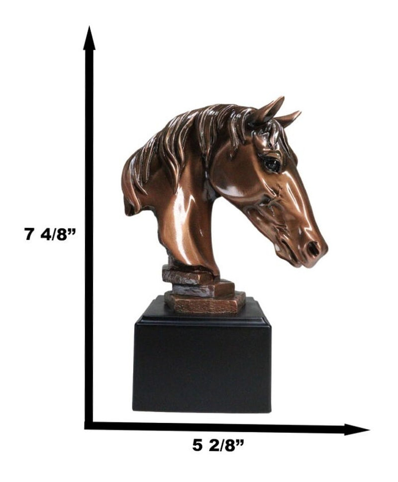 Western Wildlife Handsome Horse Stallion Head Bust Figurine with Trophy Base