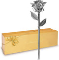 Real Rose Dipped in Platinum, Handcrafted Preserved Rose in Luxury Gold Gift Box, Romantic Gift for Her, Elegant Keepsake for Anniversary, Valentine'S Day or Birthday.