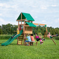 Belmont Cedar Wood Swing Set, Slide, Play Deck, Rock Wall Ladder