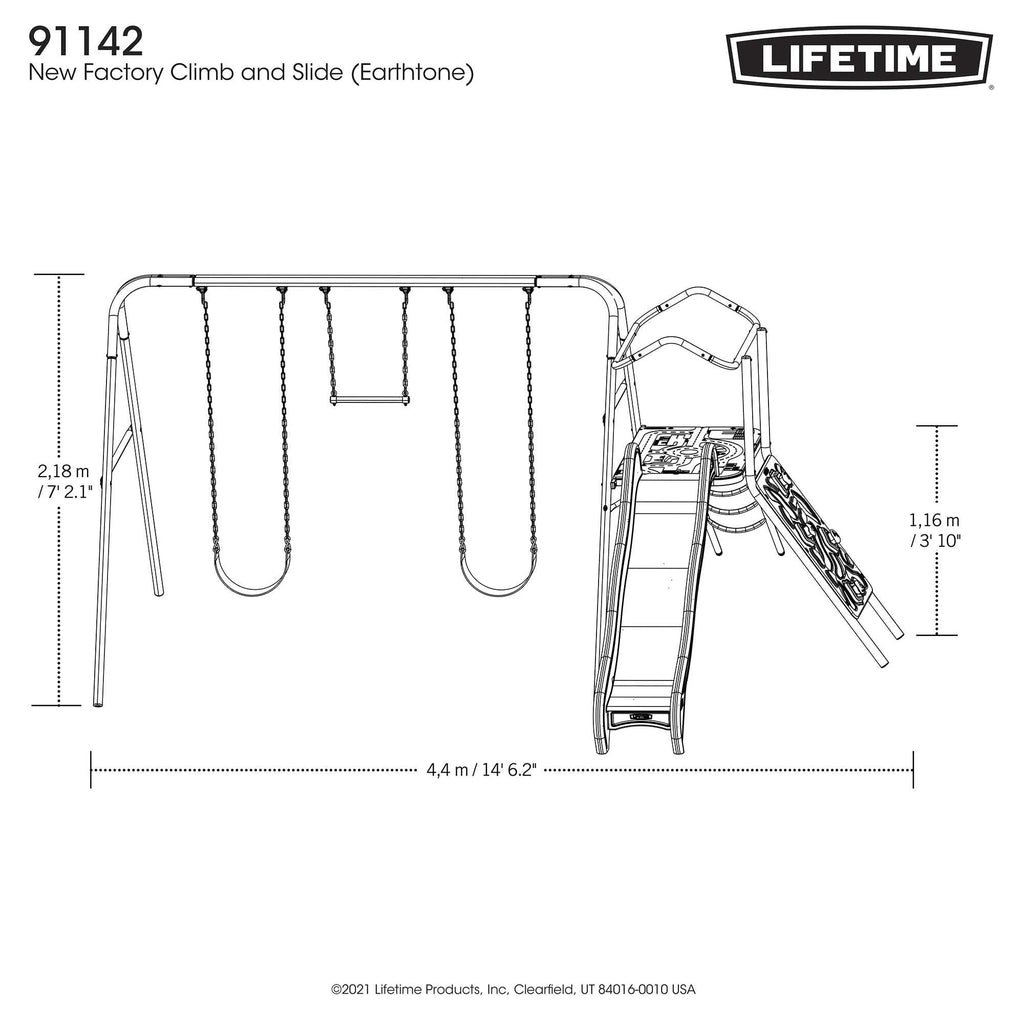Kid'S Outdoor Climb & Slide Swing Set with Belt Swings and Trapeze Bar (91142)