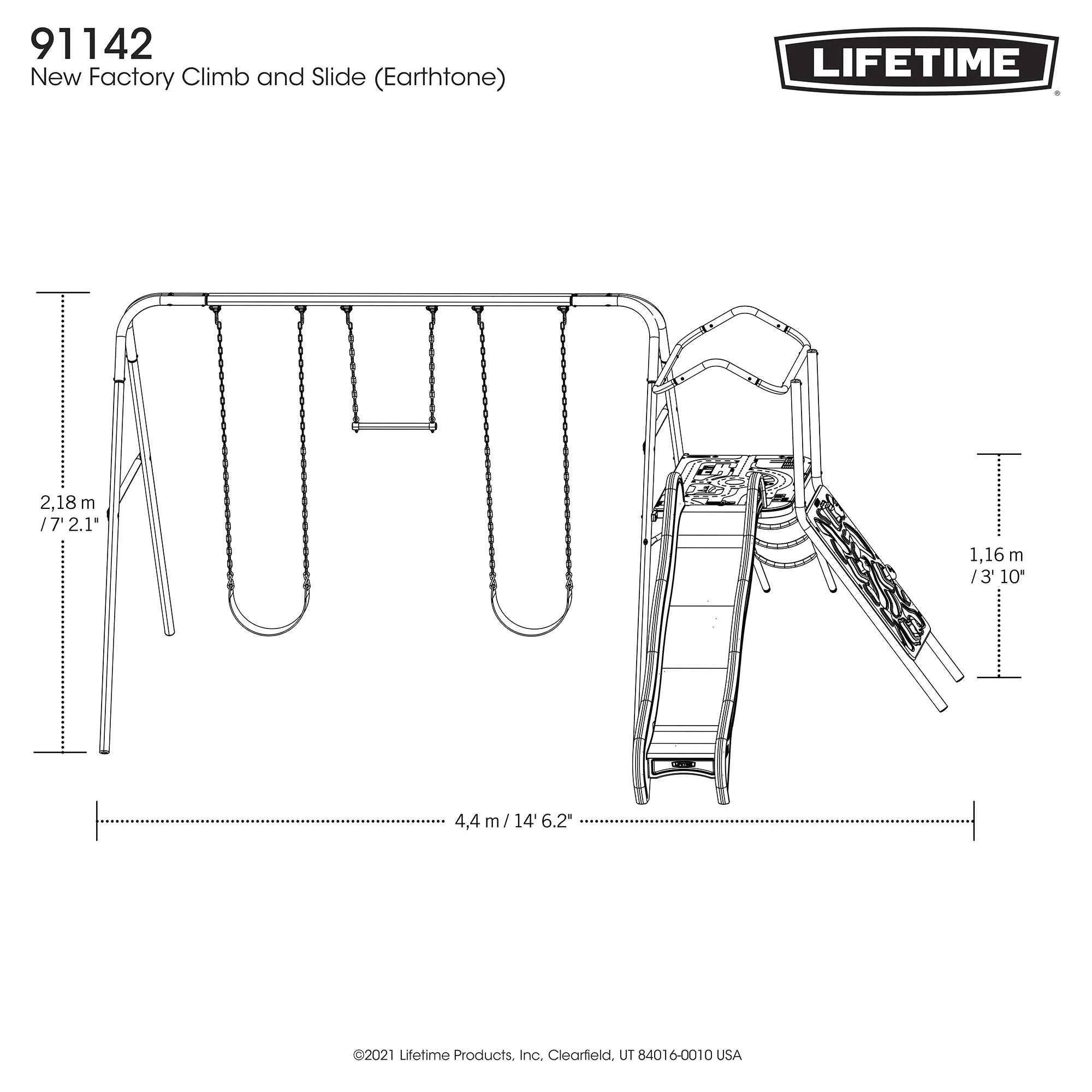 Kid'S Outdoor Climb & Slide Swing Set with Belt Swings and Trapeze Bar (91142)
