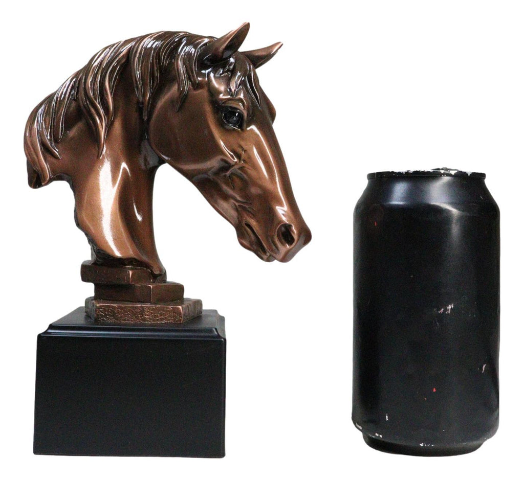 Western Wildlife Handsome Horse Stallion Head Bust Figurine with Trophy Base