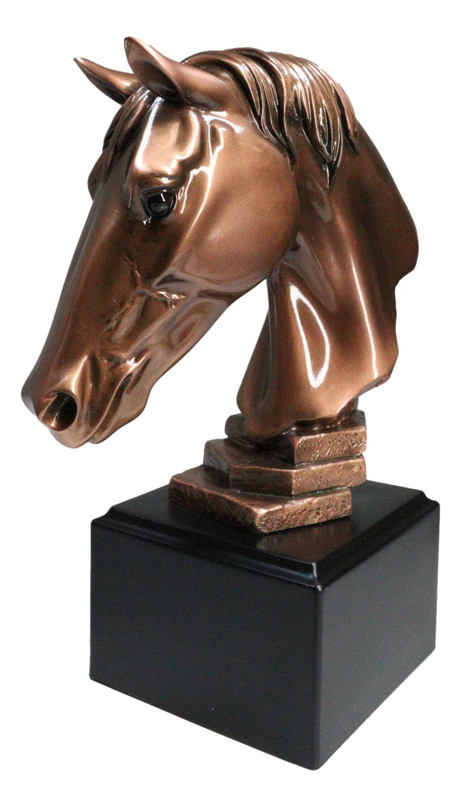 Western Wildlife Handsome Horse Stallion Head Bust Figurine with Trophy Base