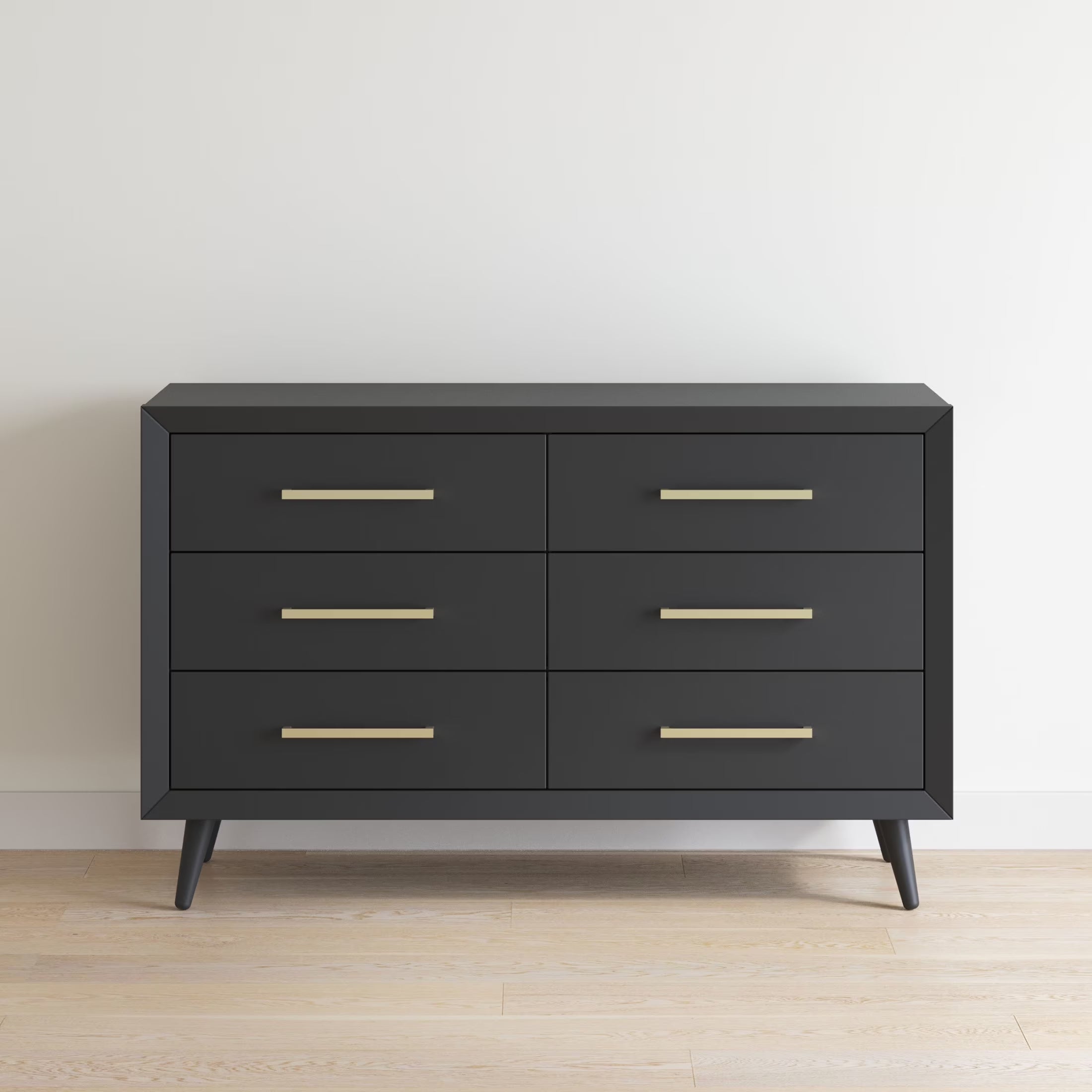 Cranbrook Crib and Dresser Nursery Set, 4-In-1 Convertible Crib with 6-Drawer Dresser, Ebony, 2-Piece