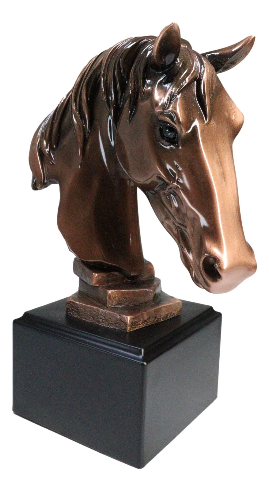 Western Wildlife Handsome Horse Stallion Head Bust Figurine with Trophy Base