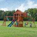 Skyfort II Cedar Wood Swing Set with Wave Slide, Clubhouse, Crow'S Nest, and Monkey Bars