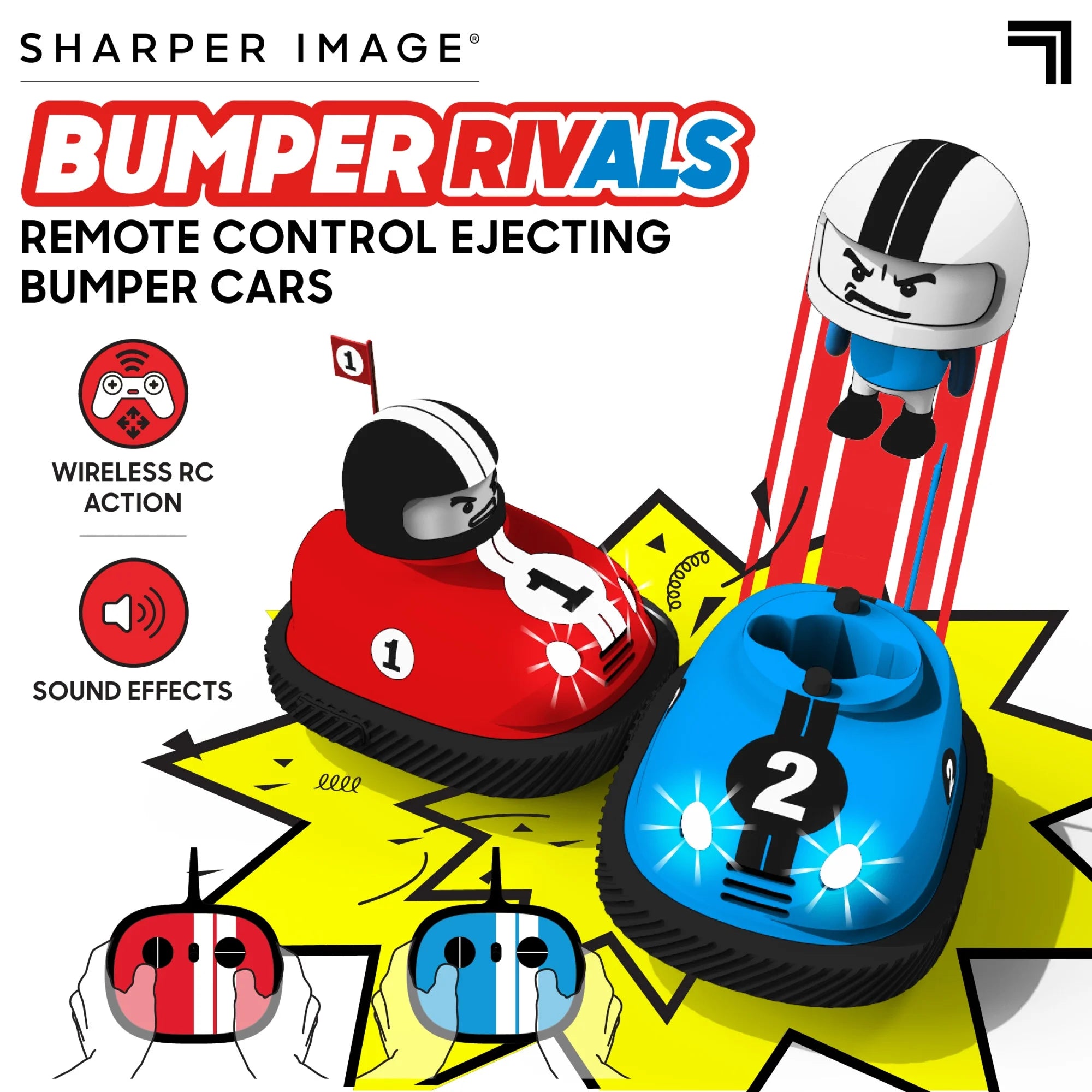 ® Toy RC Remote Control Ejecting Bumper Rivals with Includes Wireless Remote Control and Sound Effects, 6-Pieces, Red and Blue, Age 8+