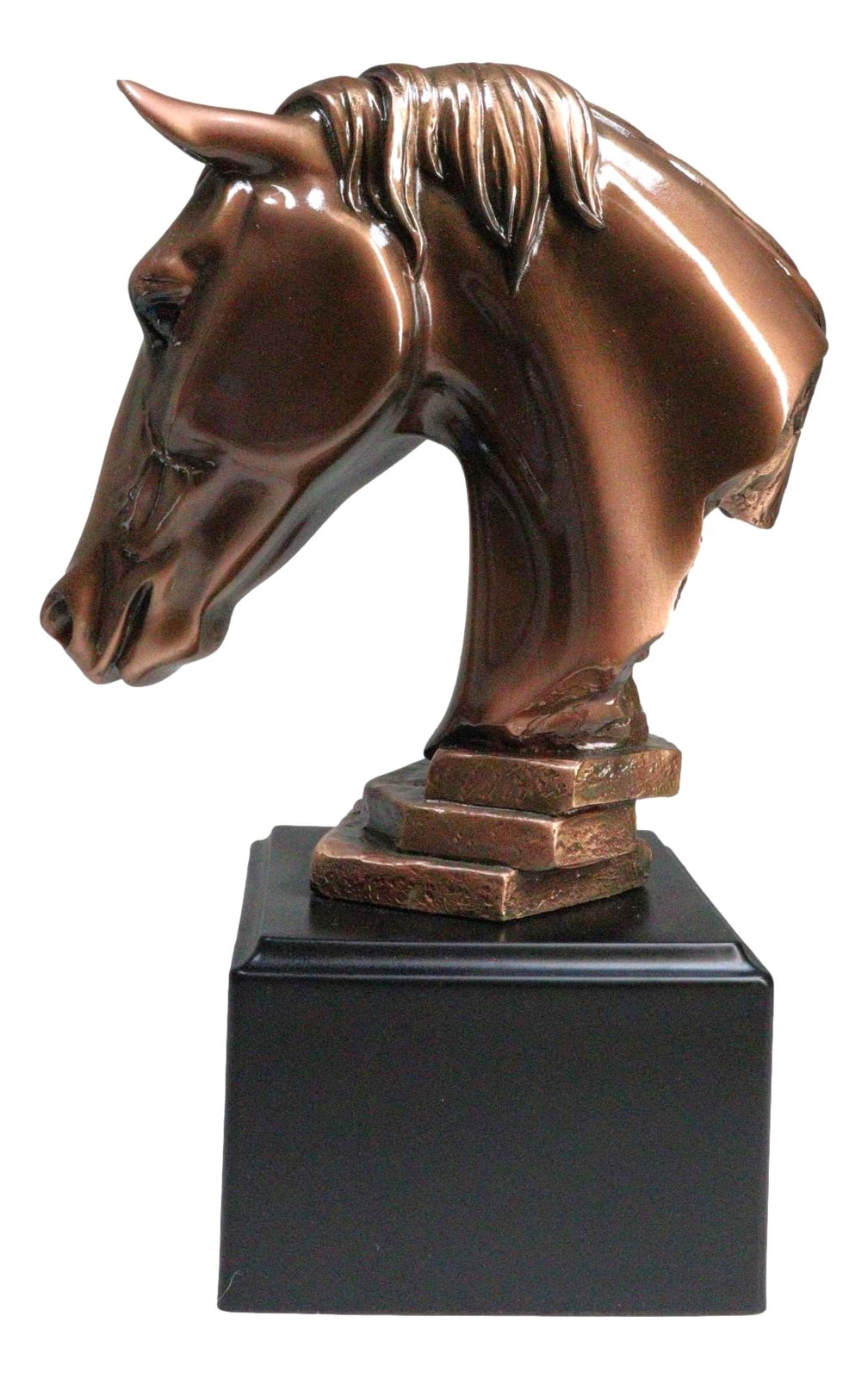 Western Wildlife Handsome Horse Stallion Head Bust Figurine with Trophy Base