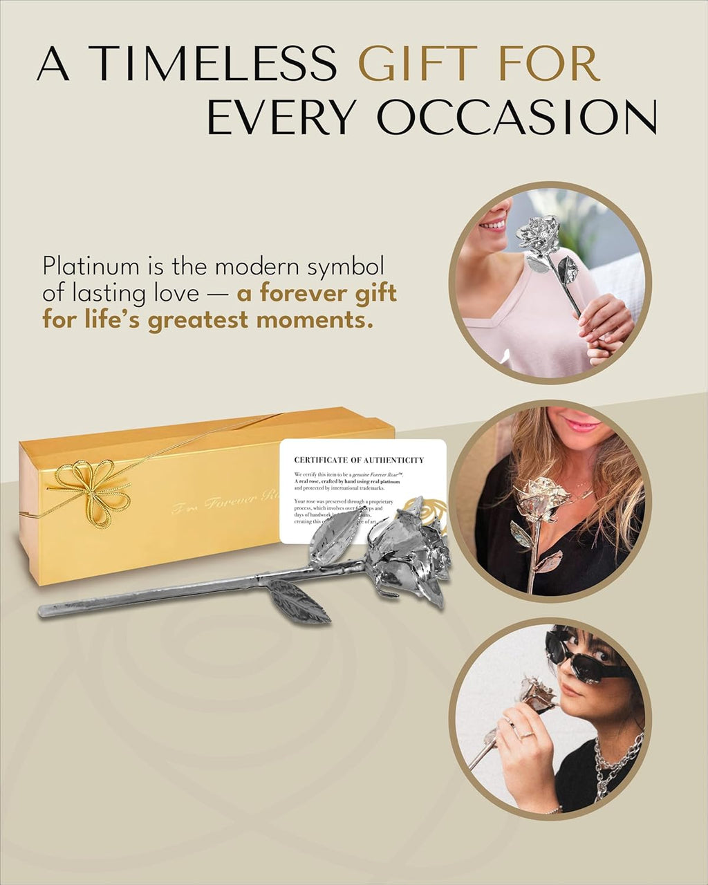 Real Rose Dipped in Platinum, Handcrafted Preserved Rose in Luxury Gold Gift Box, Romantic Gift for Her, Elegant Keepsake for Anniversary, Valentine'S Day or Birthday.
