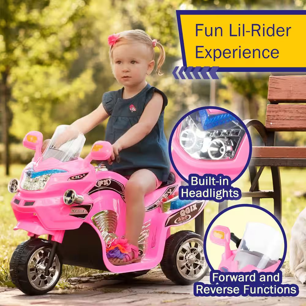 3-Wheel Battery Powered Motorcycle Ride on Toy in Pink