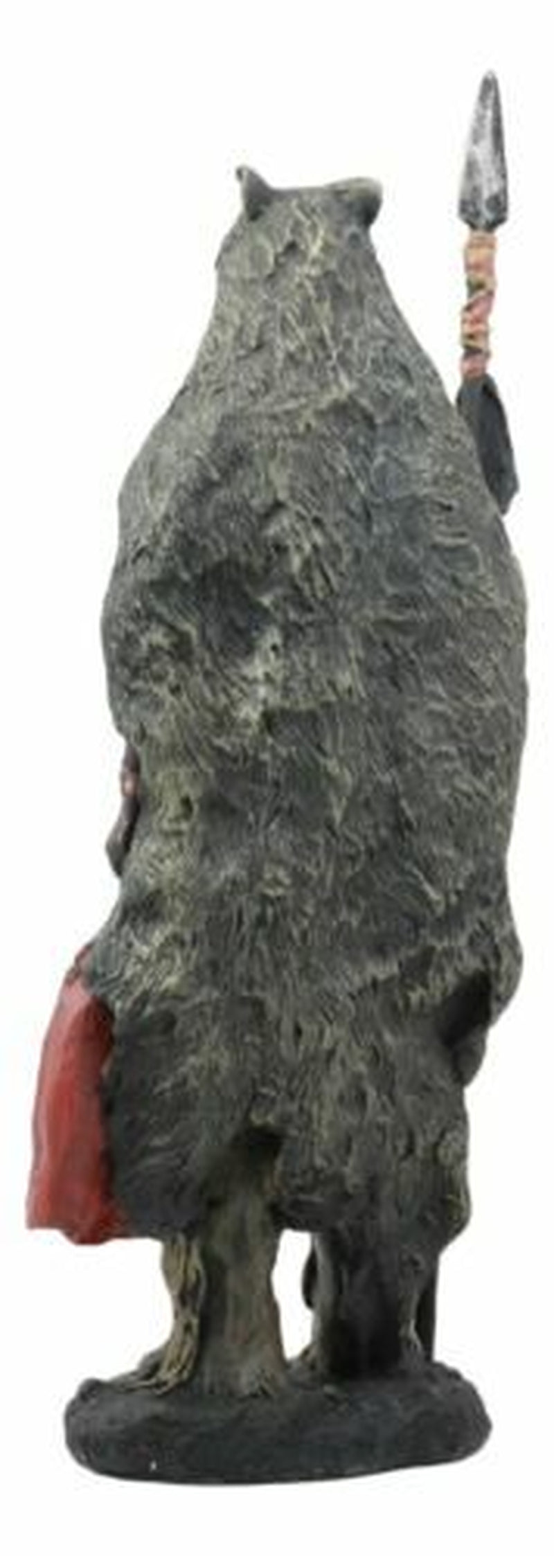 Brave Tribal Indian Native Warrior Hunter with Bear Headdress Winter Coat Statue