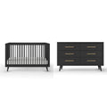 Cranbrook Crib and Dresser Nursery Set, 4-In-1 Convertible Crib with 6-Drawer Dresser, Ebony, 2-Piece
