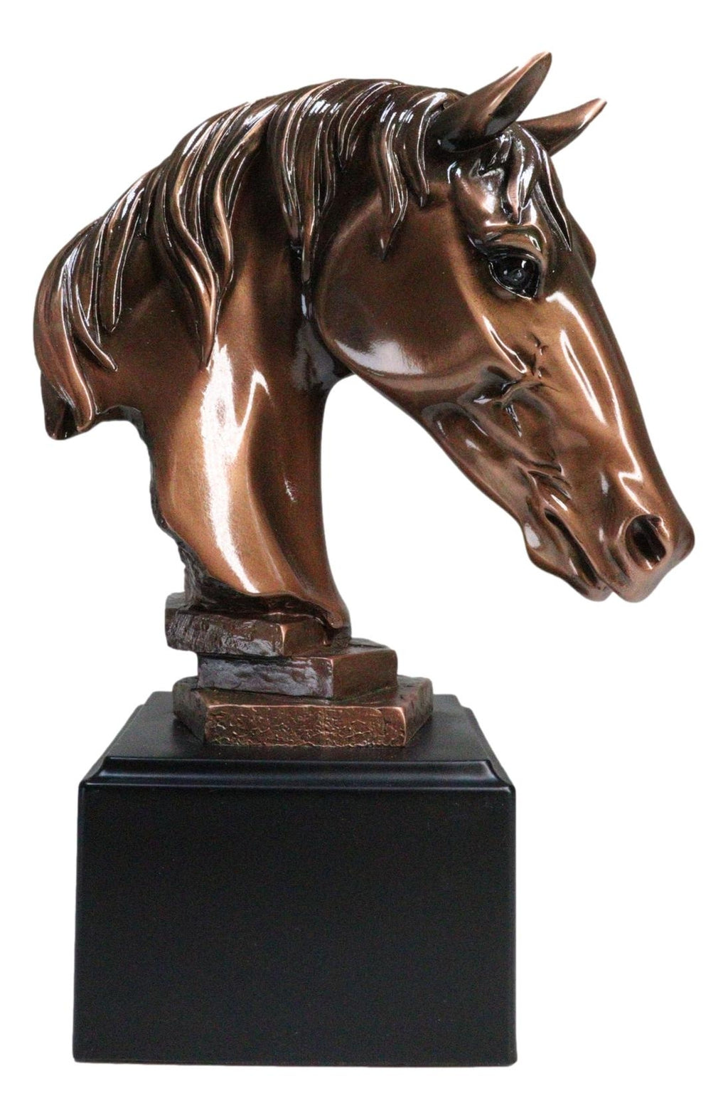 Western Wildlife Handsome Horse Stallion Head Bust Figurine with Trophy Base
